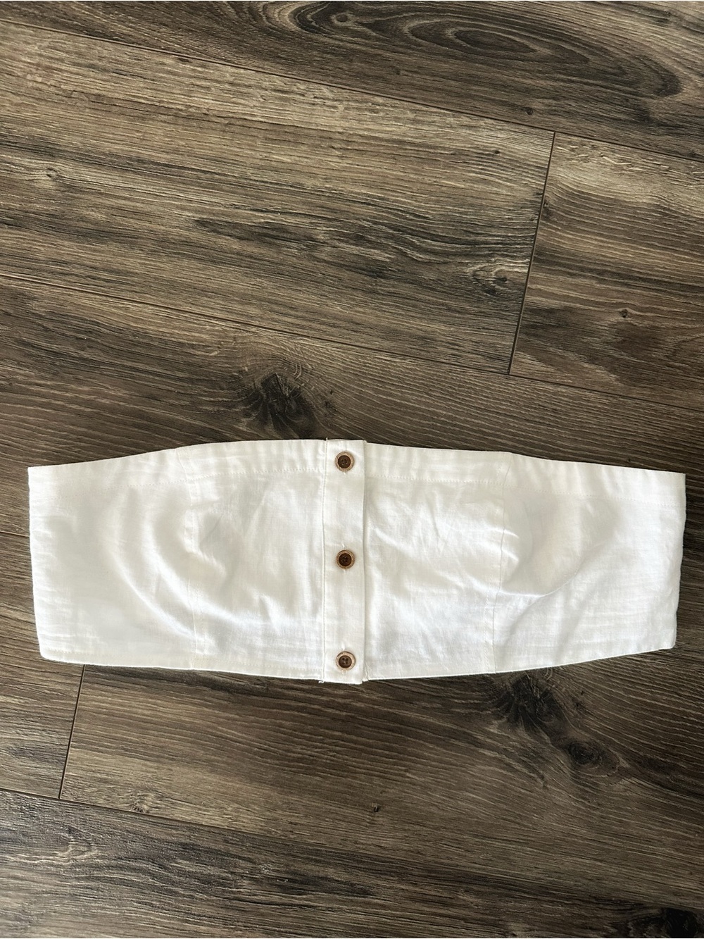 Maeve White Strapless Button-Front Bandeau Top